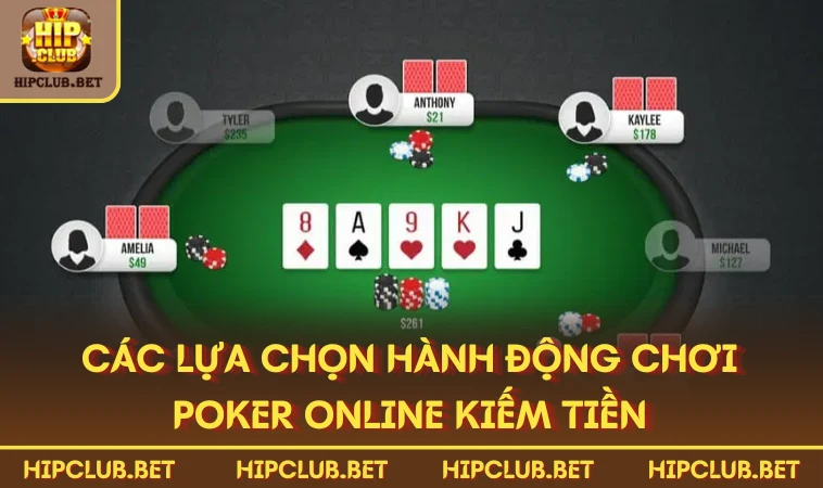 Các lựa chọn hành động chơi Poker online kiếm tiền