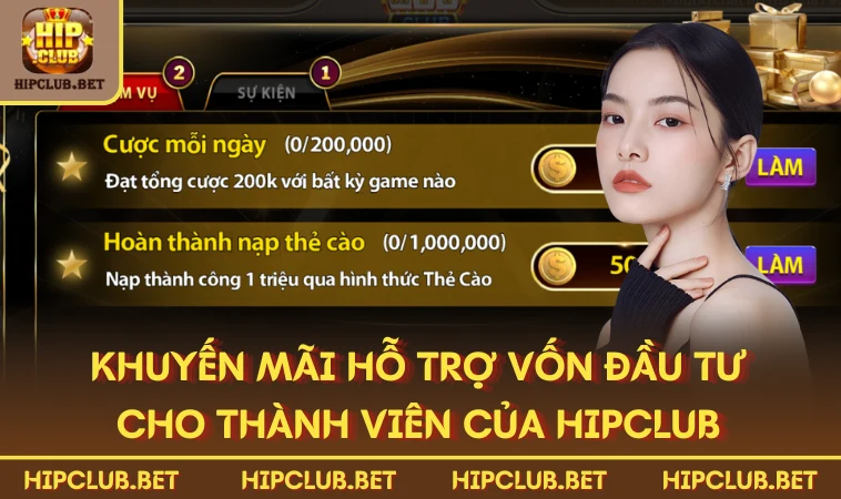 Khuyến mãi hỗ trợ vốn đầu tư cho thành viên của HIPCLUB